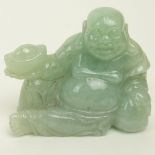 Nicely Carved Vintage Chinese Pale Green Jadeite Buddha Figure. Unsigned. Good condition. Measures