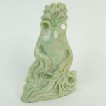 Chinese Mottled Green Jadeite Jade Carving, Unsigned. Very good condition. Measures 6". Shipping $