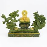 Modern Chinese Jade Sculpture. Signed (?). Loss to tail feathers otherwise good condition.