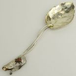 Antique George Shiebler & Co Sterling Leaf Spoon with Applied Bug Ca 1880. Signed. Good antique