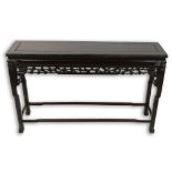 Vintage Chinese Carved Hardwood Console. Unsigned. Wear and rubbing or in good condition. Measures