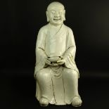 Large Antique Chinese Blanc de Chine Figure of a Monk. Unsigned. Firing cracks, hairline cracks,