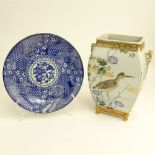 Lot of 2 Chinese Porcelain Items. Include a blue and white plate, unsigned, good condition, 10"; a