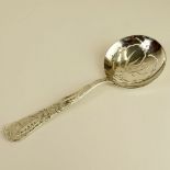 Antique Tiffany & Co. Vine-Peapod Pattern Sterling Silver Pea Spoon, ca. 1872. Monogrammed. Good