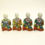 Four (4) 19th/20th Century Chinese Multicolored Enameled Porcelain Figures. Include 4 seated