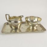 Collection of Three (3) Tiffany & Co. Sterling Silver Tabletop Items. Includes Creamer, sugar bowl