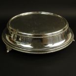 Large Silver Plate Plateau. Lacquered. Made In India Label on bottom. Surface scratches. Measures