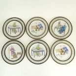 Set of Six (6) Modern Chinese Hand painted Porcelain Reticulated Plates. Good condition. Measures