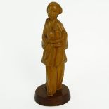 Chinese Carved Boxwood Cultural Revolution Figure. Unsigned. Age split or in good condition.