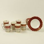 Set of 6 Mid 20th Century Aynsley Porcelain Demitasse Cups in Sterling Silver Holders with Saucers