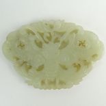 Antique Chinese Carved White/Pale Celadon Jade Butterfly Pendant. Unsigned. Good condition. Measures