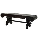 Vintage Chinese Carved Hardwood Low table. Unsigned. Rubbing, wood splits otherwise good