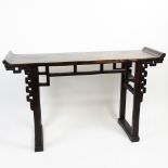 Antique Chinese Carved Hardwood Altar Table. Unsigned. Rubbing, wood splits and old restorations.