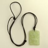 Vintage Chinese Carved Green White Jade Pendant. Unsigned. Measures 2" x 1-1/2". Shipping $25.00