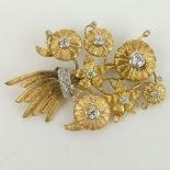 Antique 14 Karat Yellow Gold Stickpin Brooch Set with Approx. 1.50 Carat Old European and