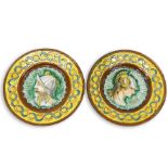 Pair of Early 20th Century Italian Majolica Chargers. Unsigned. Minor losses or in good antique