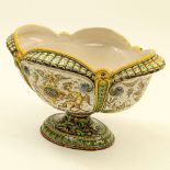 20th Century Majolica Figural Centerpiece. Signed with rooster mark. Minor surface wear. Measures