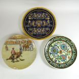 Three (2) 20th Century Majolica Charges. One signed (illegible). Repairs to one, rim chips.