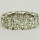 Very Fine Diamond and Platinum Eternity Band Set with Fourteen (14) Well Matched Cushion Cut