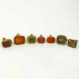 Collection of Seven (7) Antique Gold Filled Charms, Four with inset Carnelian. Unsigned. Antique