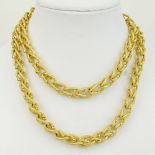 Vintage Long 14 Karat Yellow Gold Necklace. Signed Italy. Good condition. Measures 37" L, 1/2" W.