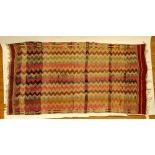 Vintage Moroccan Kilim Rug. Unsigned. Faded, wear, stains, tears. AS IS condition. Measures 60" x