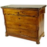 Large Mid 19th Century Italian Walnut Commode With Later Added Limestone Top. Unsigned. Surface