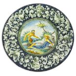 Early 20th Century Italian Majolica Charger. Unsigned. Light crazing or in good antique condition.