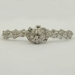 Lady's Retro Approx. 3.75 Carat Marquise and Round Brilliant Cut Diamond and 14 Karat White Gold