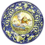 20th Century Italian Majolica Charger. Unsigned. Good condition. Measures 18-1/2" diameter.