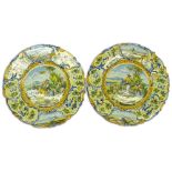 Pair of 20th Century Italian Majolica Chargers. Unsigned. Good condition. Measures 20" diameter.