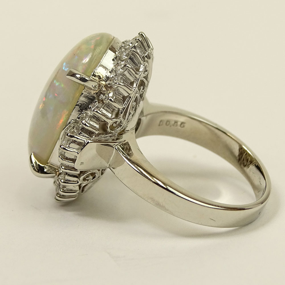 Lady's Approx. 8.31 Carat Oval Cut White Opal, .86 Carat Diamond and Platinum Ring. Opal with good - Image 3 of 8