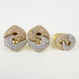 Chimento Italian 18 Karat Rose, White and Yellow Gold Diamond Mounted Love Knot Suite Including: