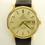 Vintage Men's Omega 14 Karat Yellow Gold Seamaster de Ville Automatic Movement Watch with Lizard