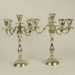 Pair of Gorham Weighted Silver 5 Light Candelabra. Signed. Dings, bends or in good vintage