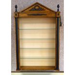 Vintage Neo-Classical Style Hanging Open Display Cabinet. 4 Glass Shelves, Fruitwood Finish with