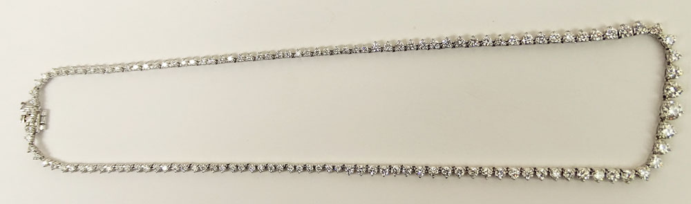 Lady's Vintage Approx. 8.20 Carat Round Brilliant Cut Diamond and 14 Karat White Gold Necklace. - Image 2 of 4