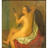 20th Century Oil on Panel, Nude. Signed (illegibly) lower right. Good condition. Measures 8-1/2"