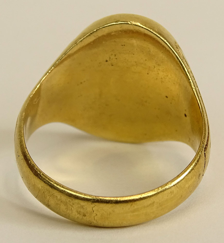 Antique 18 Karat or Higher Yellow Gold Signet "CM" Ring. Unsigned. Good antique condition. Ring size - Image 4 of 5