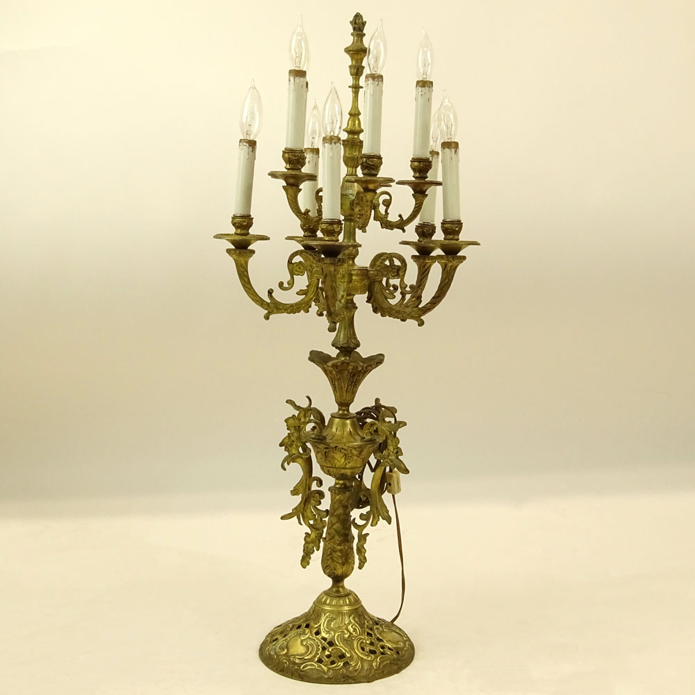 20th Century Ten (10) Light Bronze Candelabra. Unsigned. Good condition. Measures 34-1/2" H, 12-1/2" - Image 2 of 3