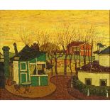 Juan Guillermo Rodriguez Baez, Spanish (1916-1968) Oil on Canvas, Village Landscape. Signed lower
