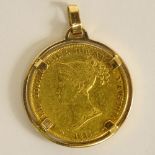 1815 Duchy of Parma 40 Lire Marie Louise Gold Coin with 14 Karat Yellow Gold Bezel. The gallery does