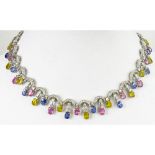 Spectacular 32.20 Carat Gem Quality Fancy Blue, Pink and Yellow Multi Color Sapphires and 7.00 Carat