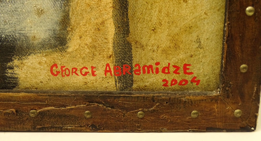 George Abramidze, Georgian (20-21st cent.) Mixed media on Canvas, "Banker's Lunch". Signed and dated - Image 3 of 10