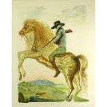 attributed to: Salvador Dalí, Spanish (1904-1989) Color Litho "Horse Rider" Signed in pencil lower