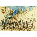 Chaim Gross, American (1904-1991) 1957 Watercolor, Jerusalem. Signed lower right. Good condition.