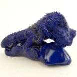 Fine Carved Lapis Lazuli Lizard Figurine. Unsigned. Very good condition. Measures 2-1/2" H and