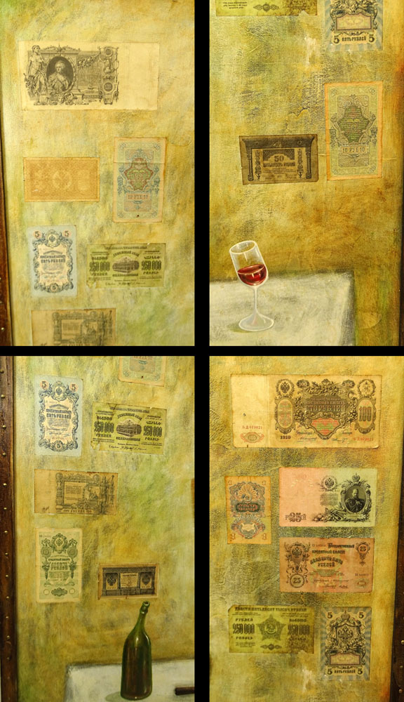 George Abramidze, Georgian (20-21st cent.) Mixed media on Canvas, "Banker's Lunch". Signed and dated - Image 7 of 10