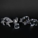 Lot of Five (5) Baccarat Crystal Figurines. Includes warthog 3-1/2", anteater, pig, duck, die (small