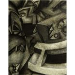 Fortunato Depero, Italian (1892-1960) Charcoal on paper "Futuristic Composition". Signed lower